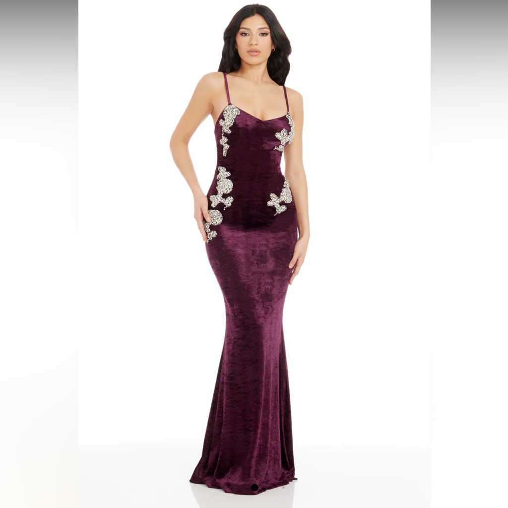 Nwt Dress The Population Giovanna Mermaid Embellished Velvet Gown S